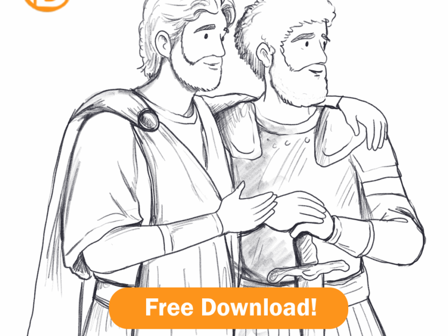 David And Jonathan Coloring Page Bible Story Clipart