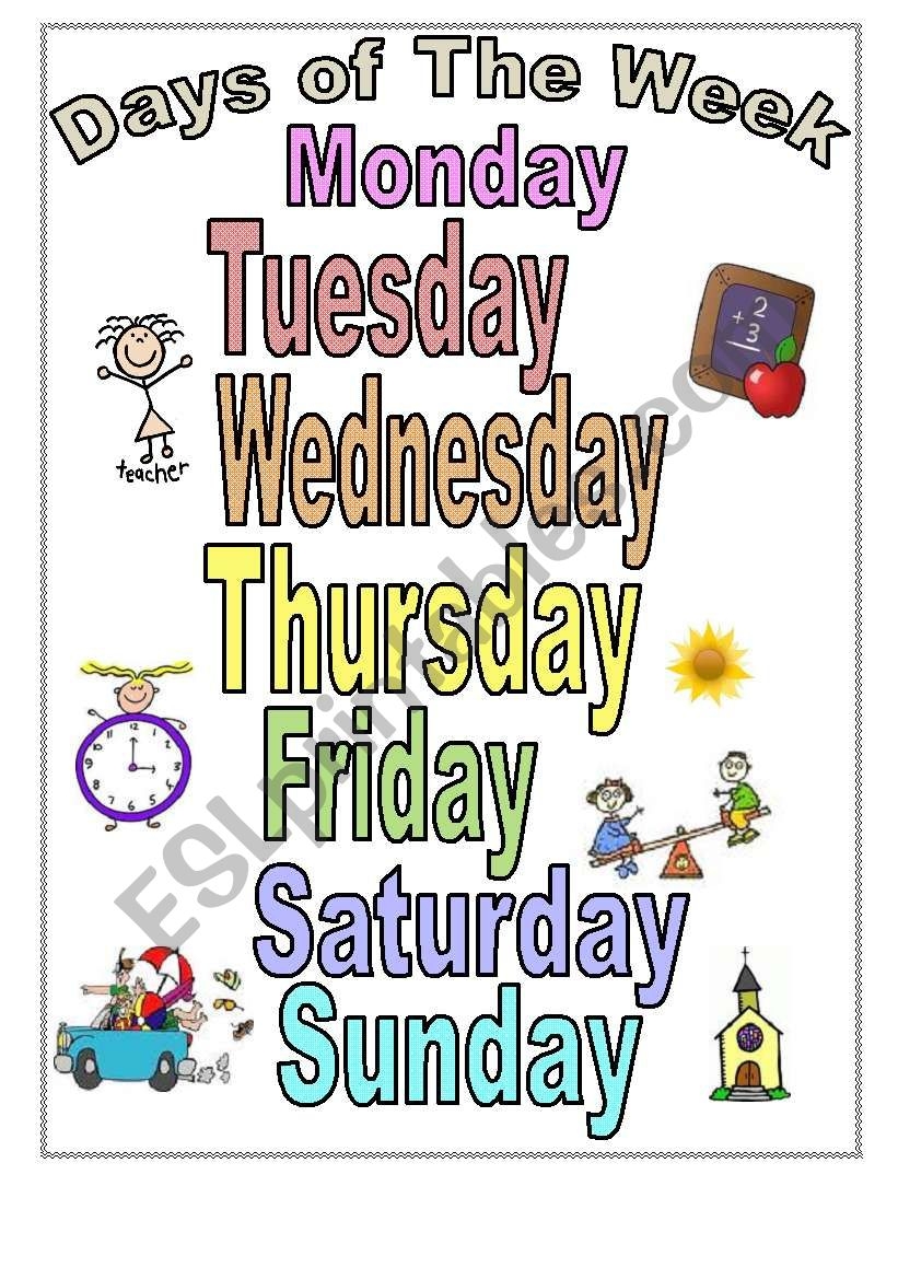 Days Of The Week Poster Free Printable Printable Party Favors