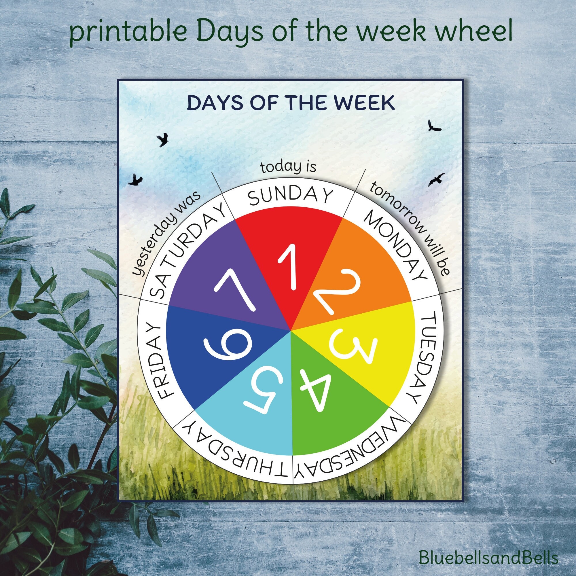 Days Of The Week Printable DIY Wheel Etsy UK