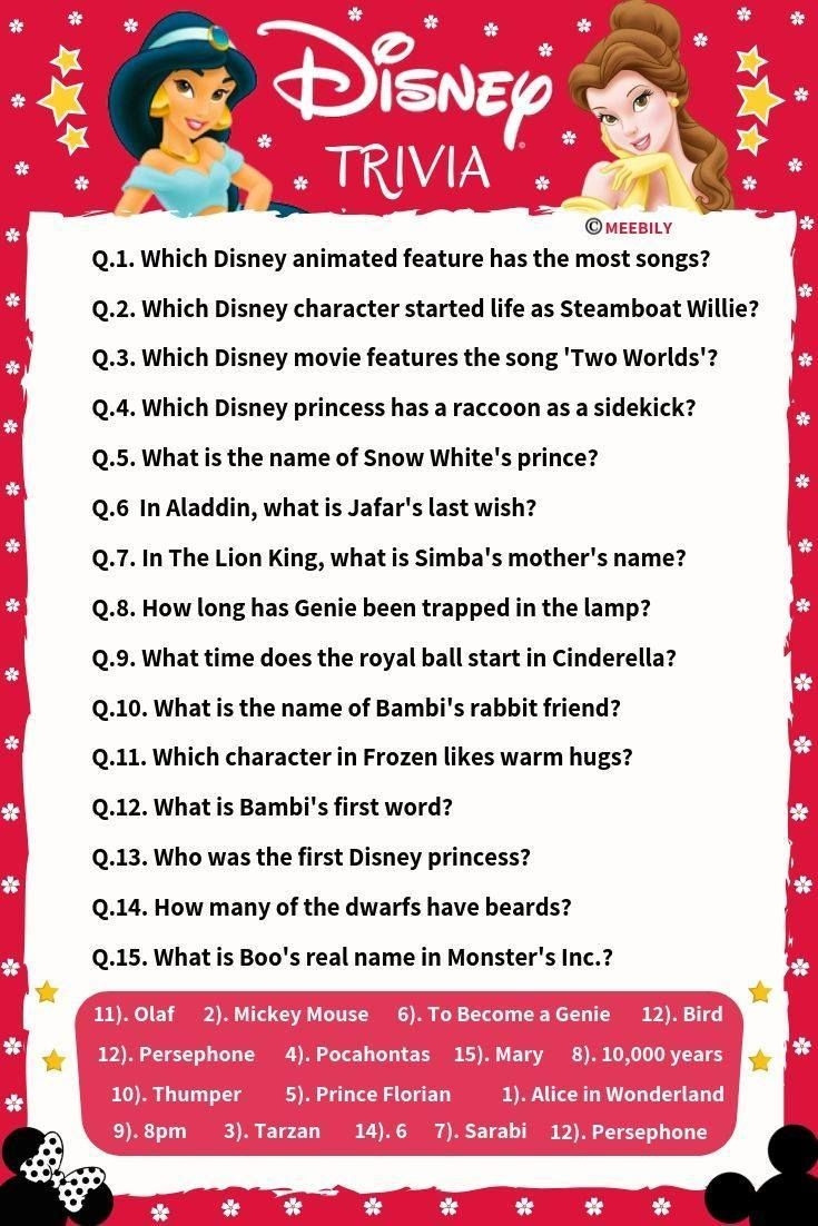 Disney Movies Trivia Question Answers