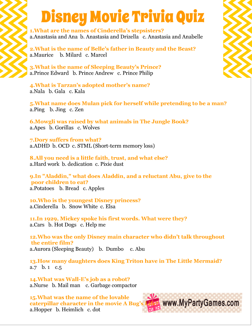 Printable Pixar Movie Trivia Questions And Answers