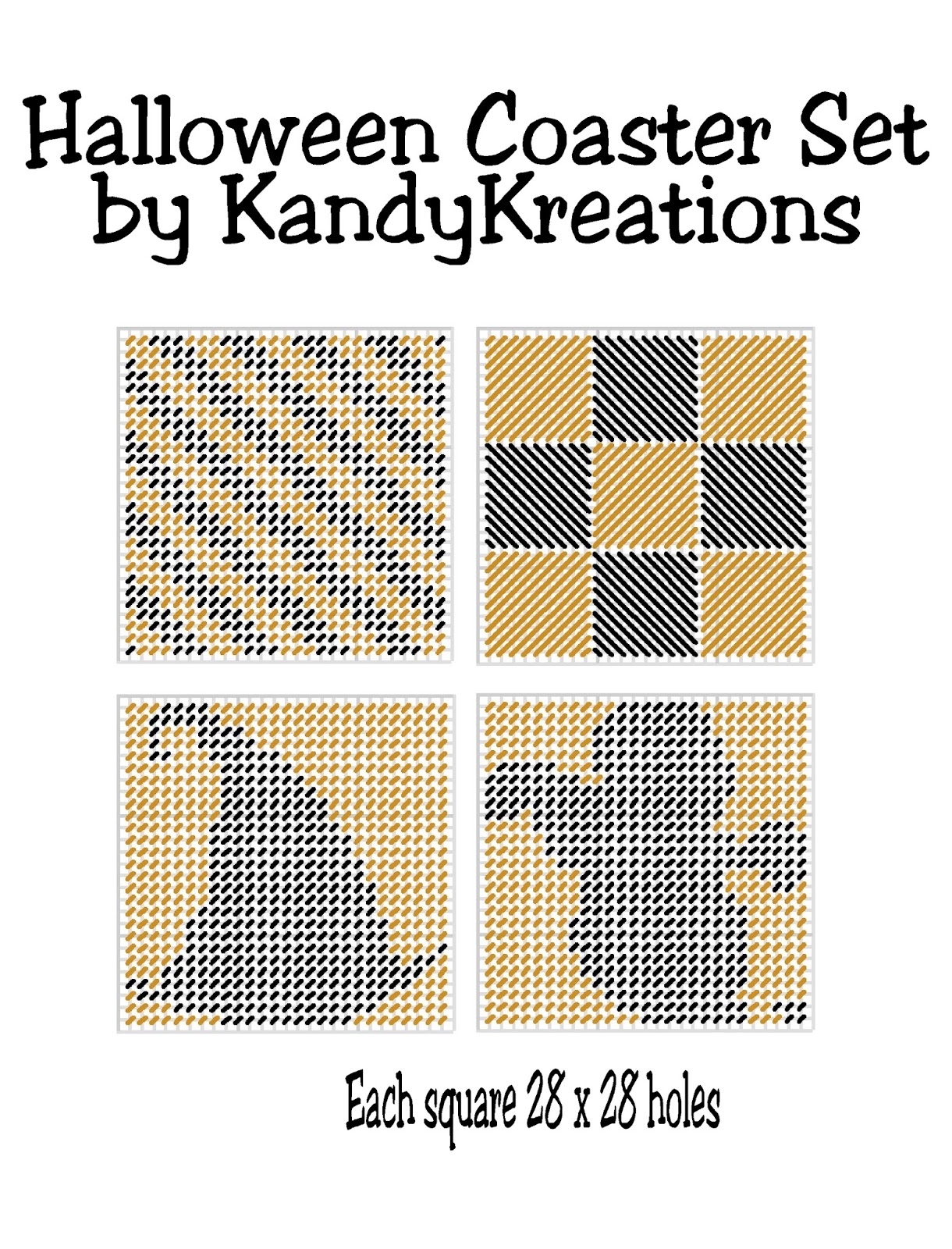 DIY Party Mom Halloween Coasters Plastic Canvas Pattern