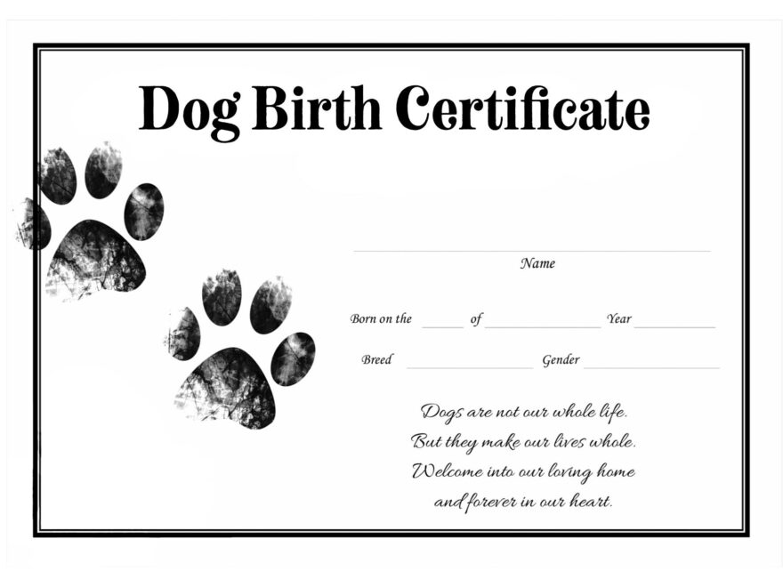 Dog Birth Certificate For Girl Or Boy Puppy Gender Neutral Printable Template Breeder Instant Download Resource Etsy