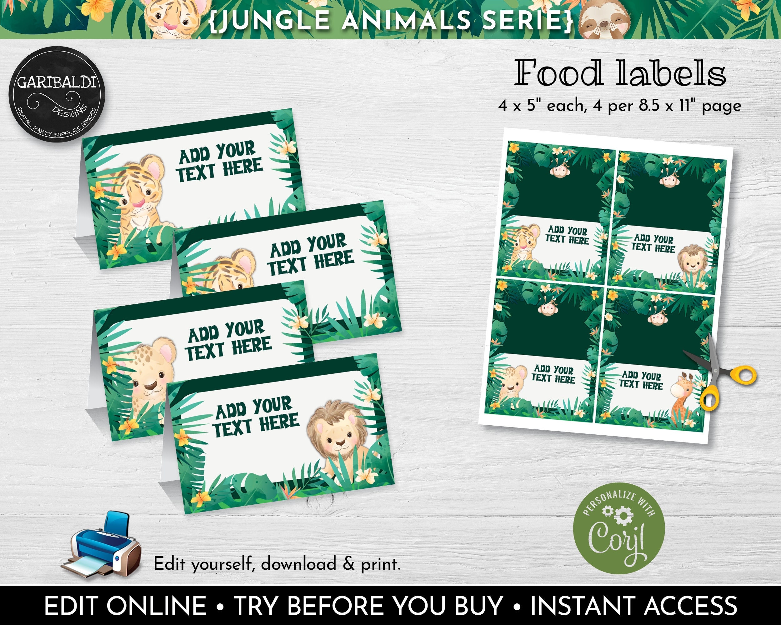 Jungle Safari Food Labels Free Printable