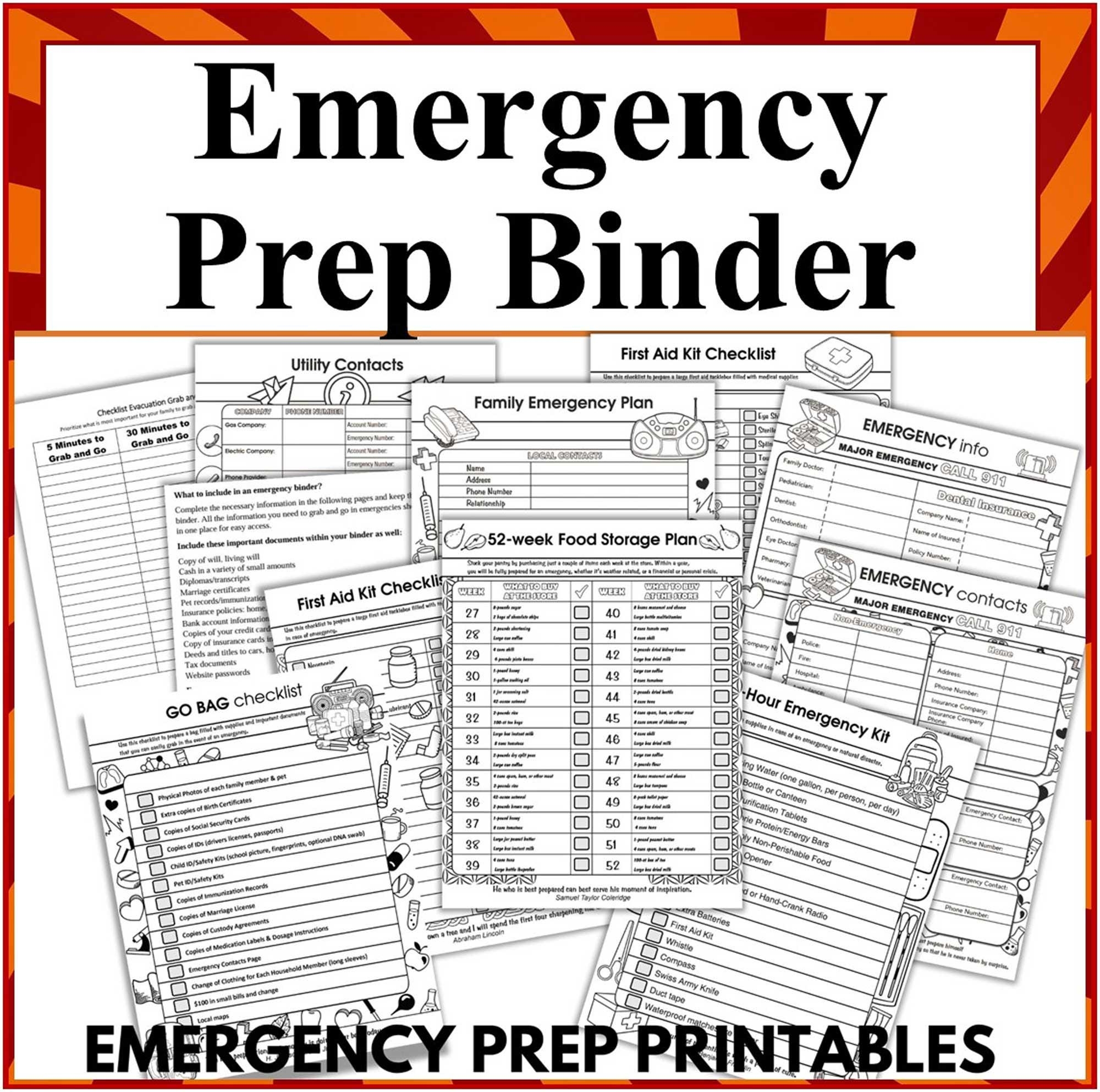 Emergency Preparedness Binder Grab And Go Binder Emergency Prep Printables Family Emergency Printables A5 A4 8x10 US Letter Sizes Etsy