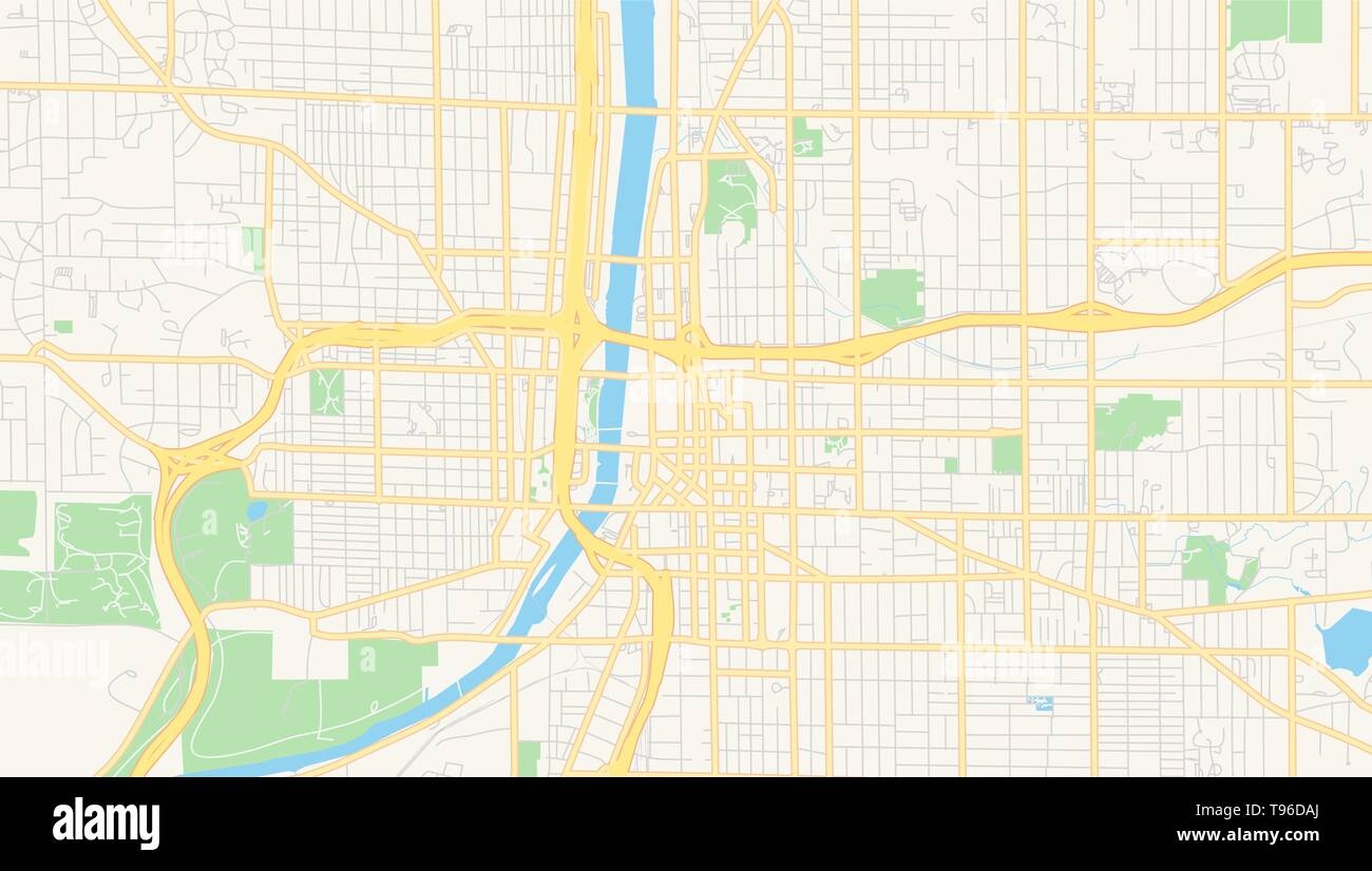 Empty Vector Map Of Grand Rapids Michigan USA Printable Road Map Created In Classic Web Colors For Infographic Backgrounds Stock Vector Image Art Alamy