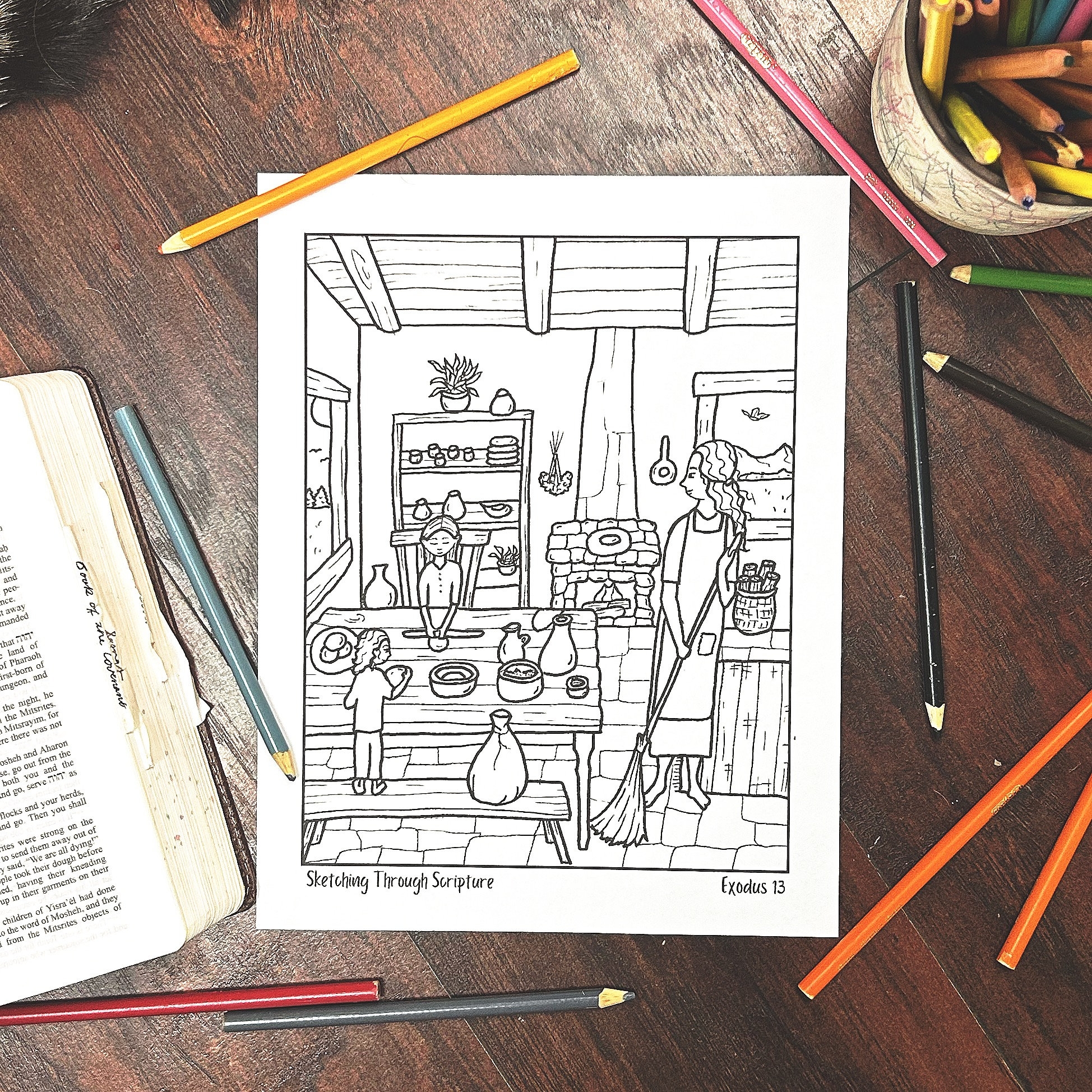 Exodus 13 Unleavened Bread Festival Story Bible Coloring Page PDF For Bible Lesson Bible Activity Feast Day Kids Appointed Time Worksheet Etsy