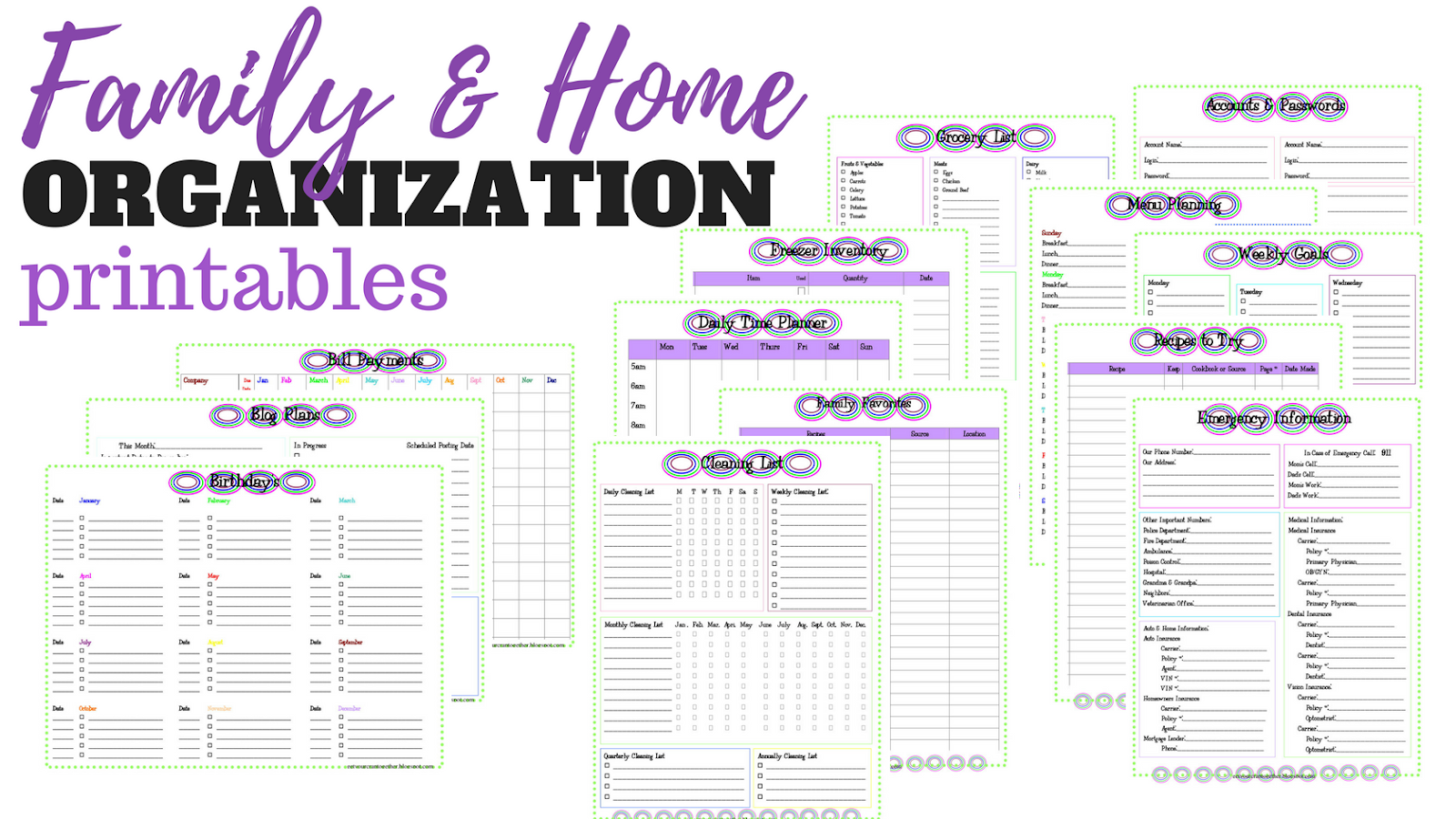 Home Organization Binder Free Printables