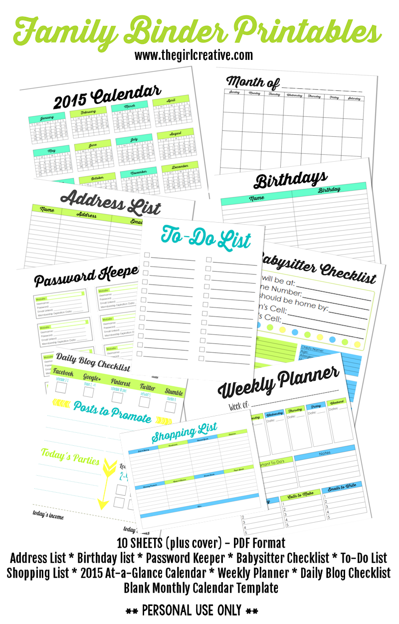Grab And Go Binder Printables