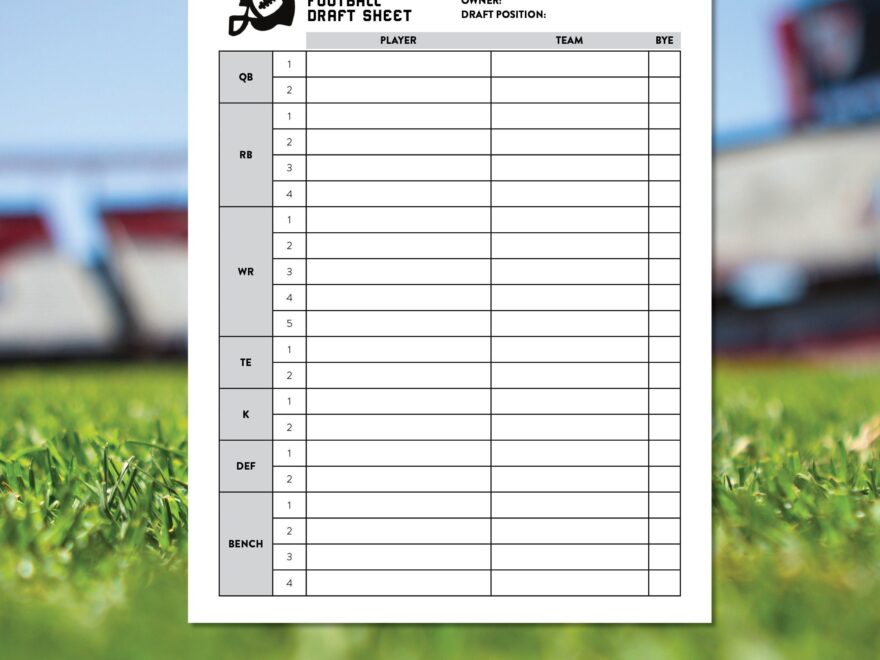 Fantasy Football Interactive Draft Sheet Tracking Sheet Team Roster Fantasy Football Printable Digital Etsy