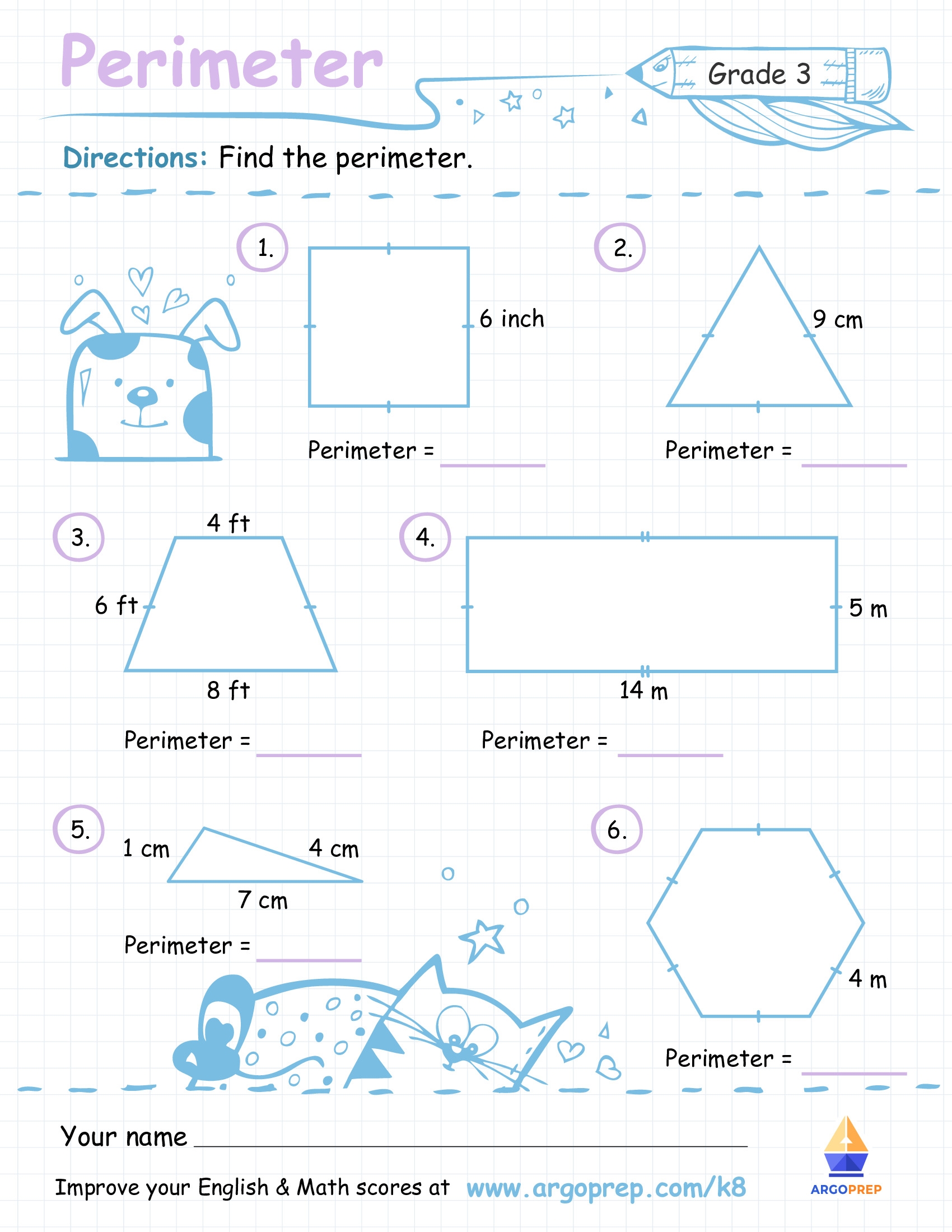 Finding Perimeter Area Worksheets Grade 3 ArgoPrep
