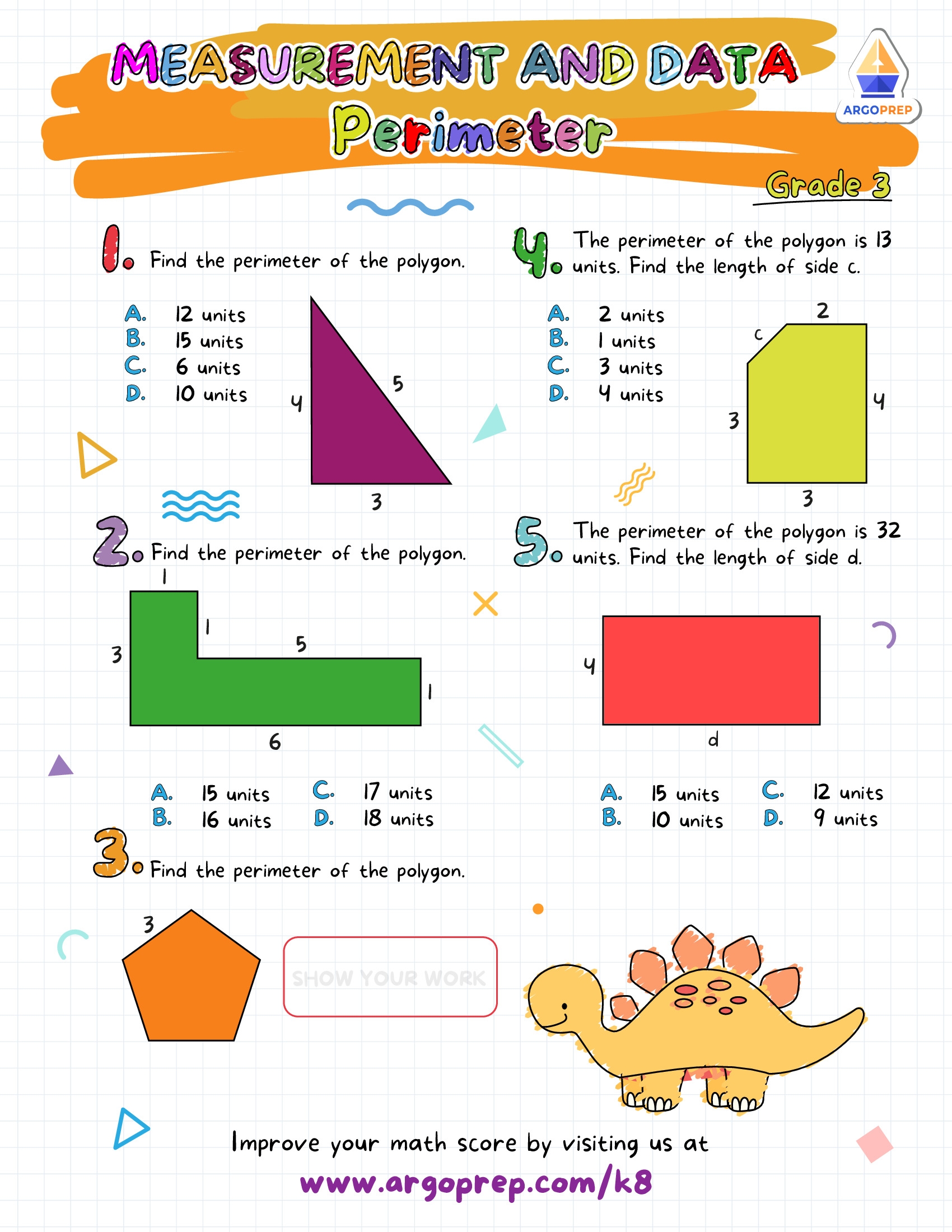 Finding Perimeter Area Worksheets Grade 3 ArgoPrep