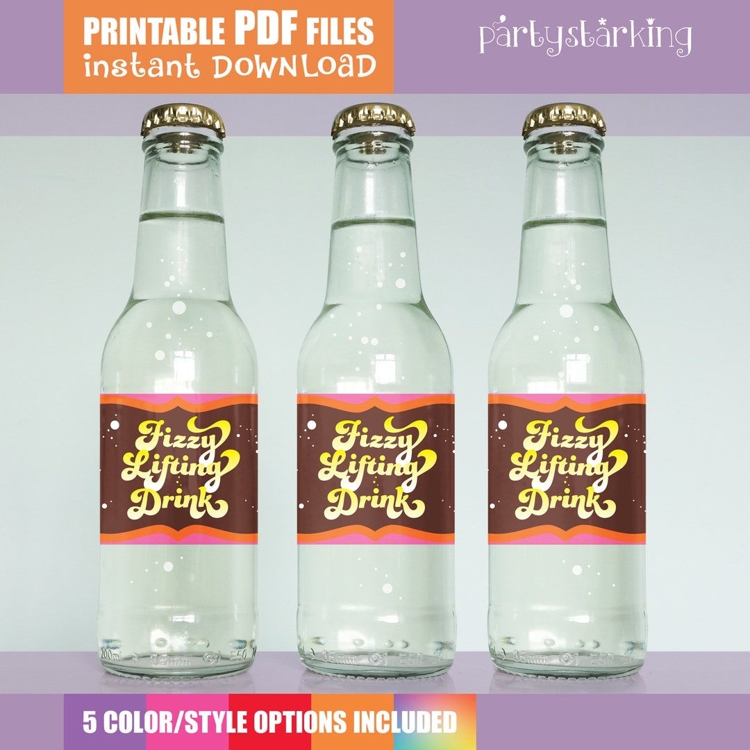 Fizzy Lifting Drink Labels For Water Bottles Soda Cans Willy Wonka Chocolate Factory Party Diy Printable PDF Etsy UK