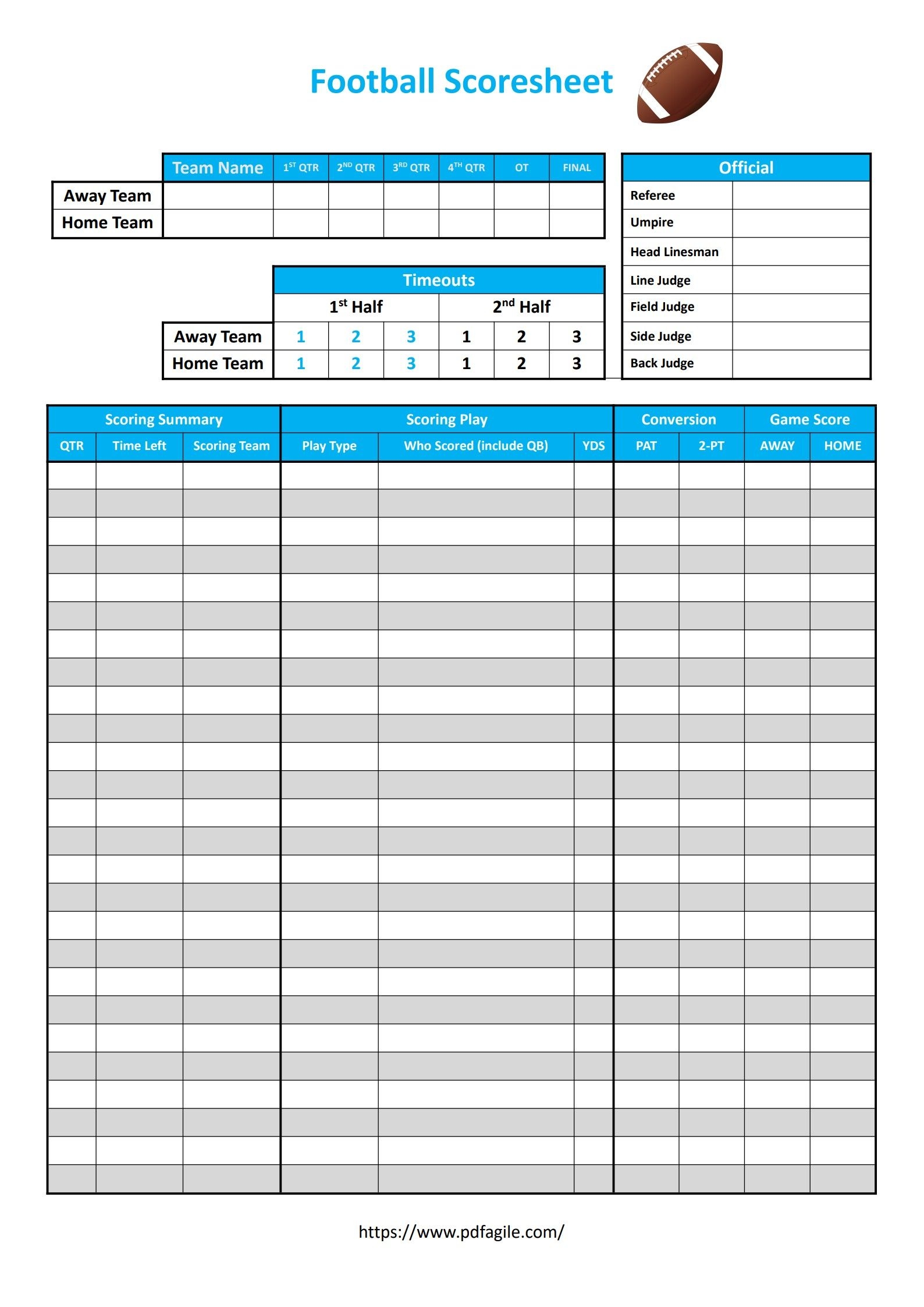 Free Printable Soccer Score Sheets