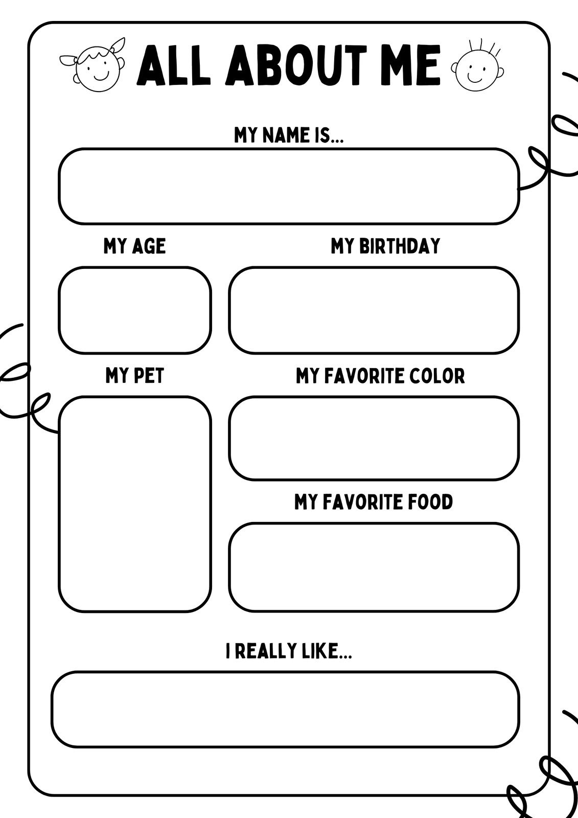 All About Me Preschool Book Printable