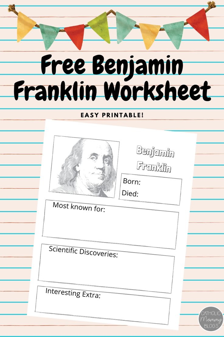 FREE Benjamin Franklin Worksheet Printable