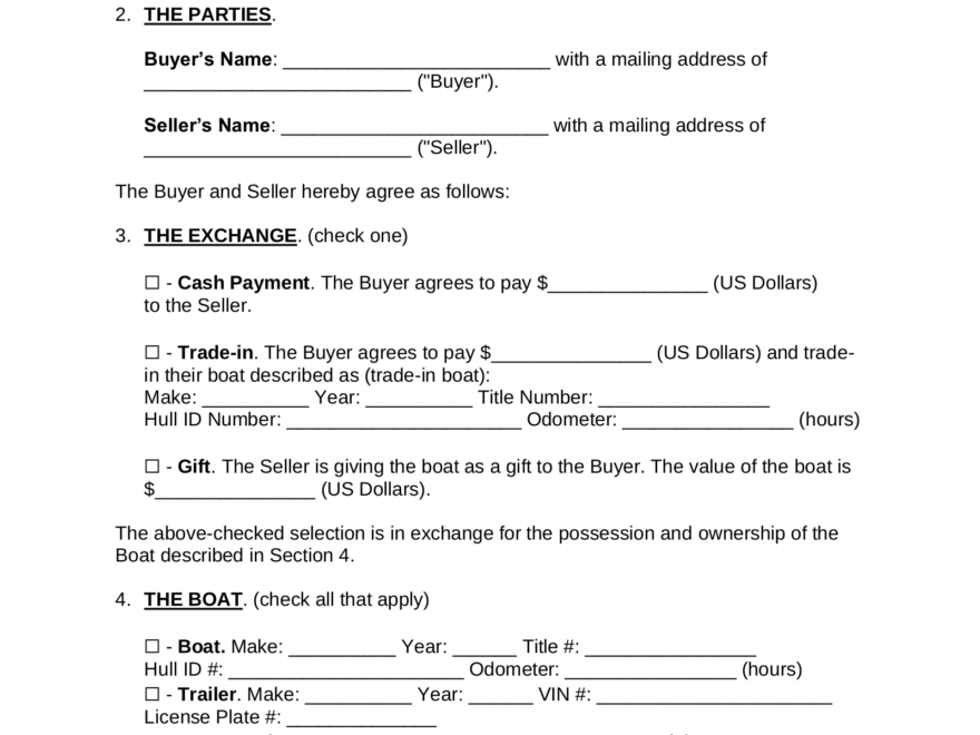 Free Boat Bill Of Sale PDF Word EForms