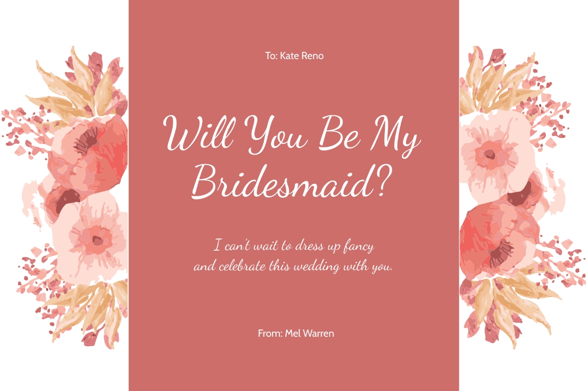 Free Bridesmaid Card Templates Editable And Printable