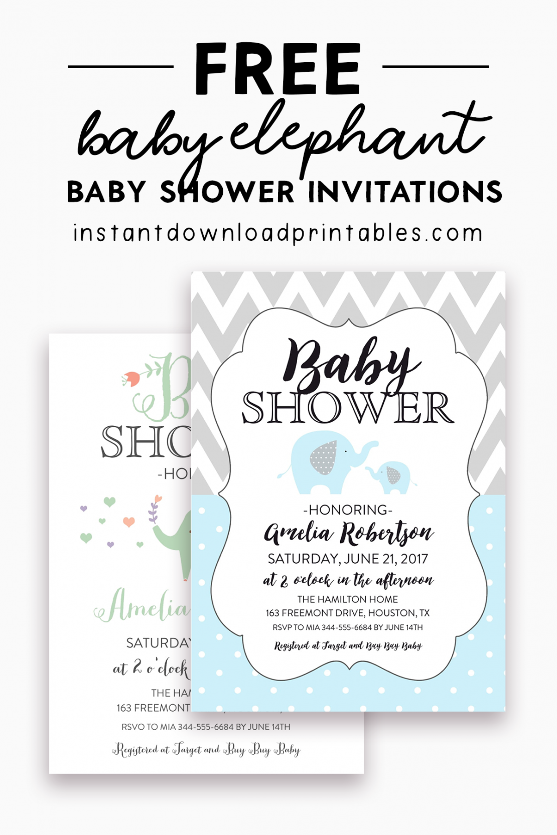 Free Elephant Baby Shower Invitation Templates And Free Printables Instant Download Instant Download Printables