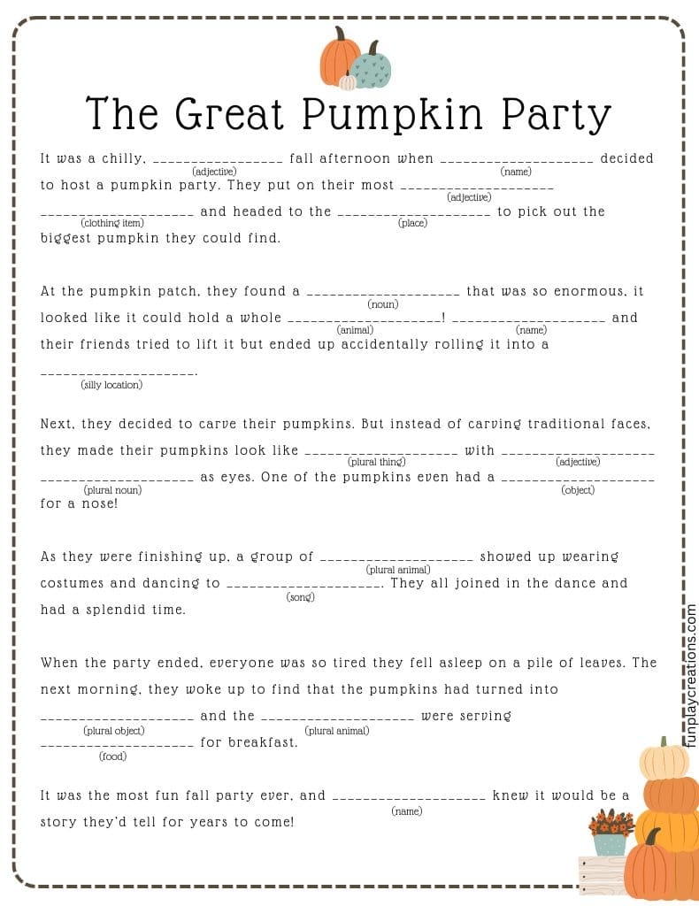 Printable Mad Libs Middle School