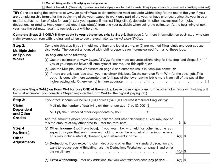 Free IRS Form W4 2024 PDF EForms