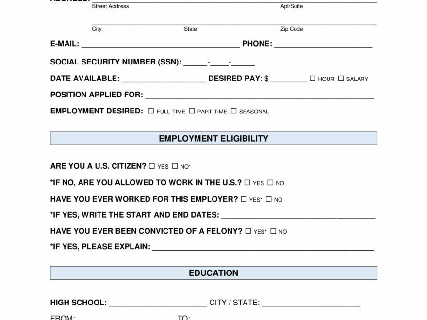 Free Job Application Forms 2 PDF Word EForms
