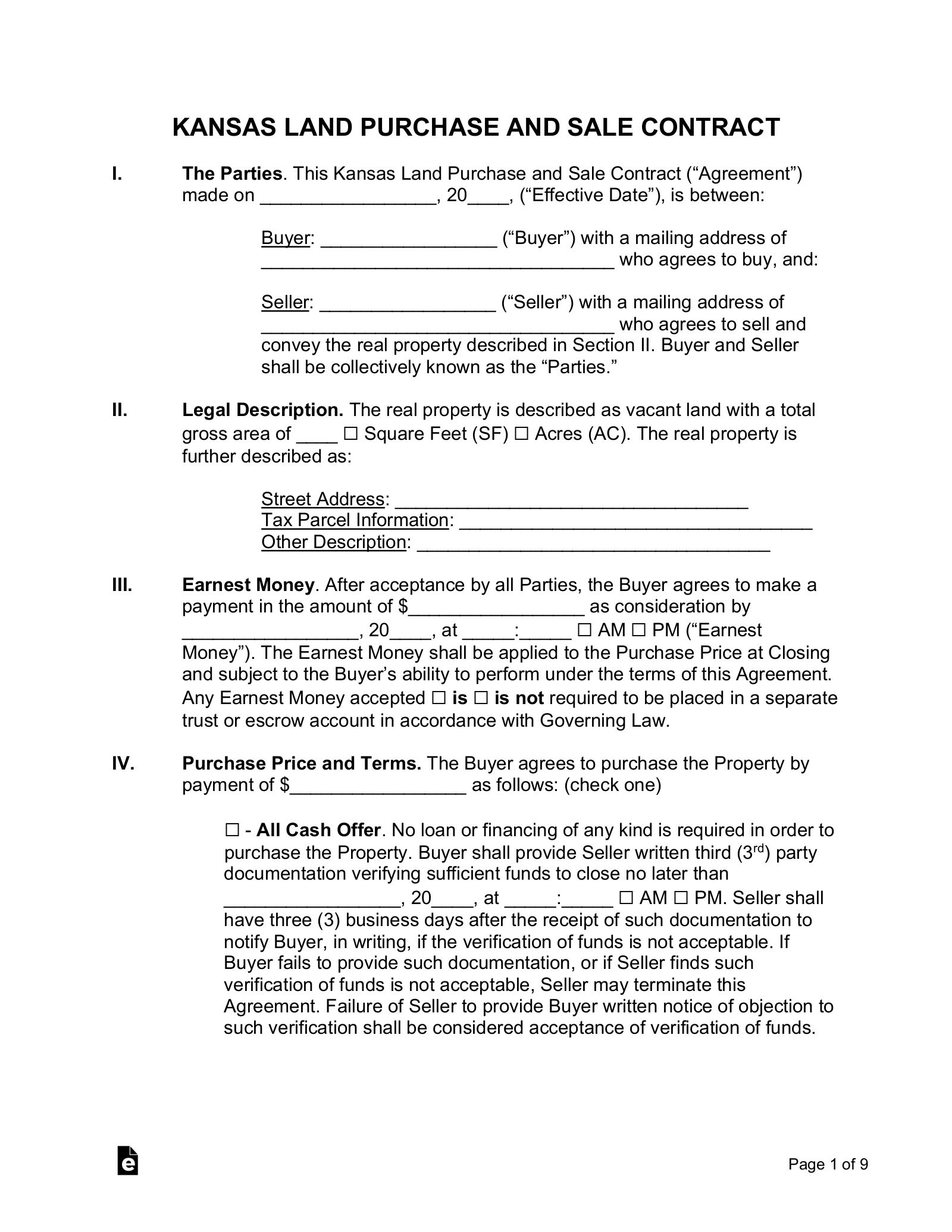 Free Printable Contract For Deed Forms