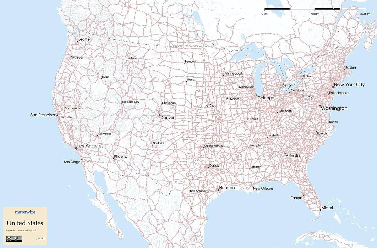 Printable Road Map Of The United States