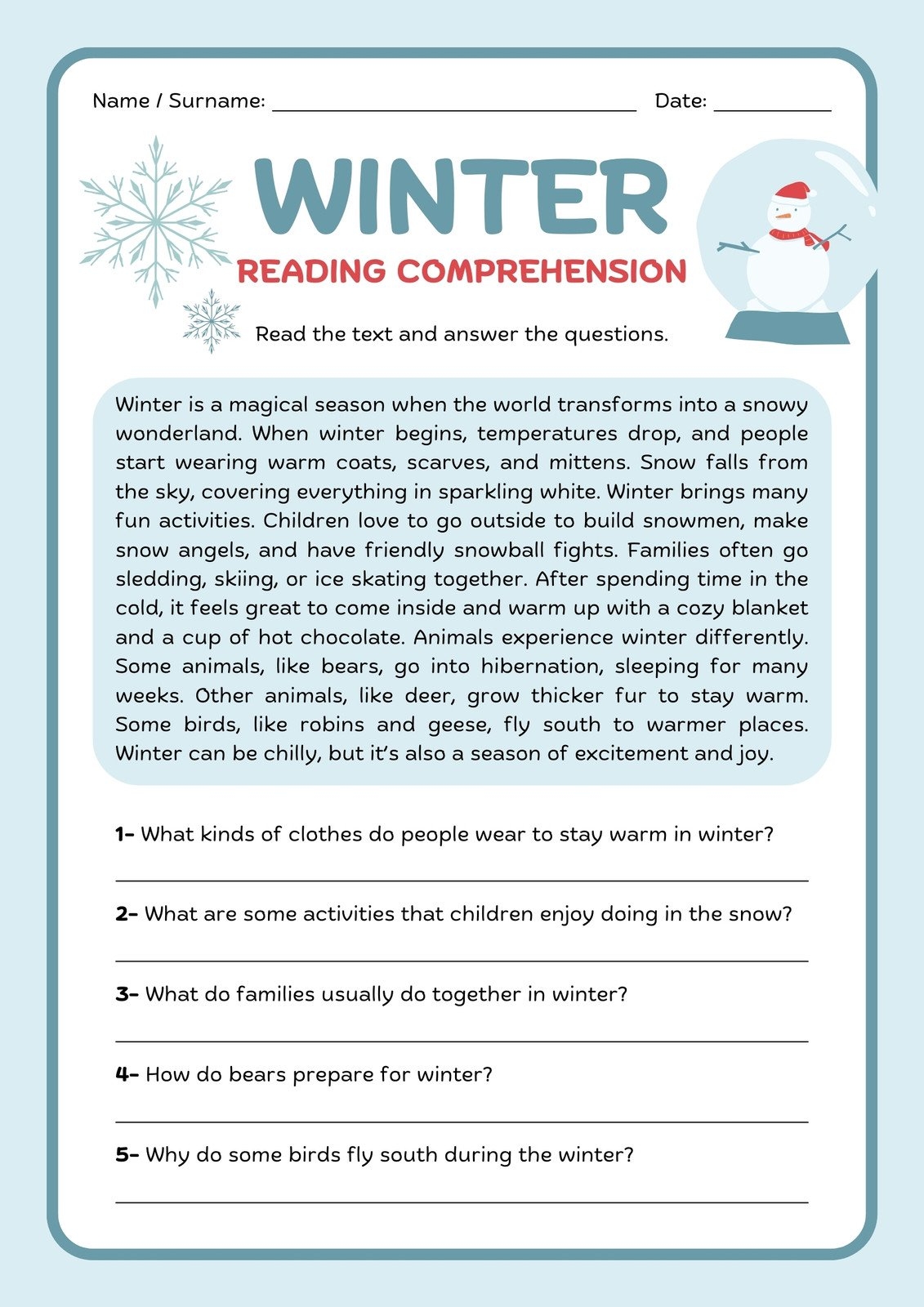 Third Grade Free Printable Fun School Worksheets