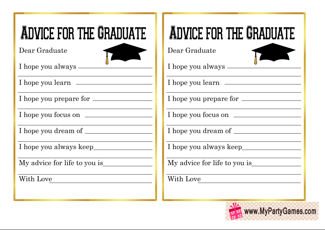 Advice For The Graduate Cards Free Printable