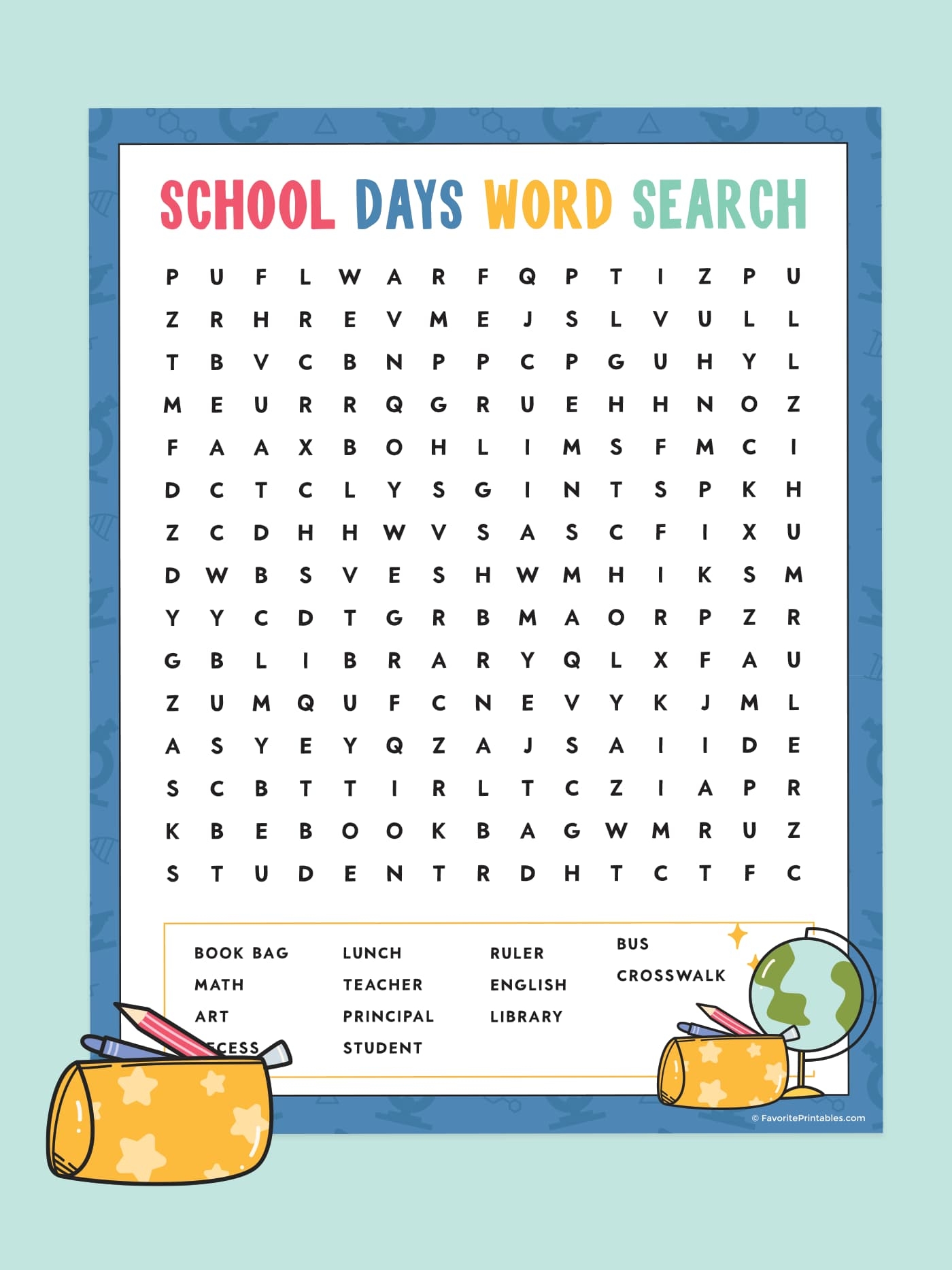 Back To School Word Search Printable
