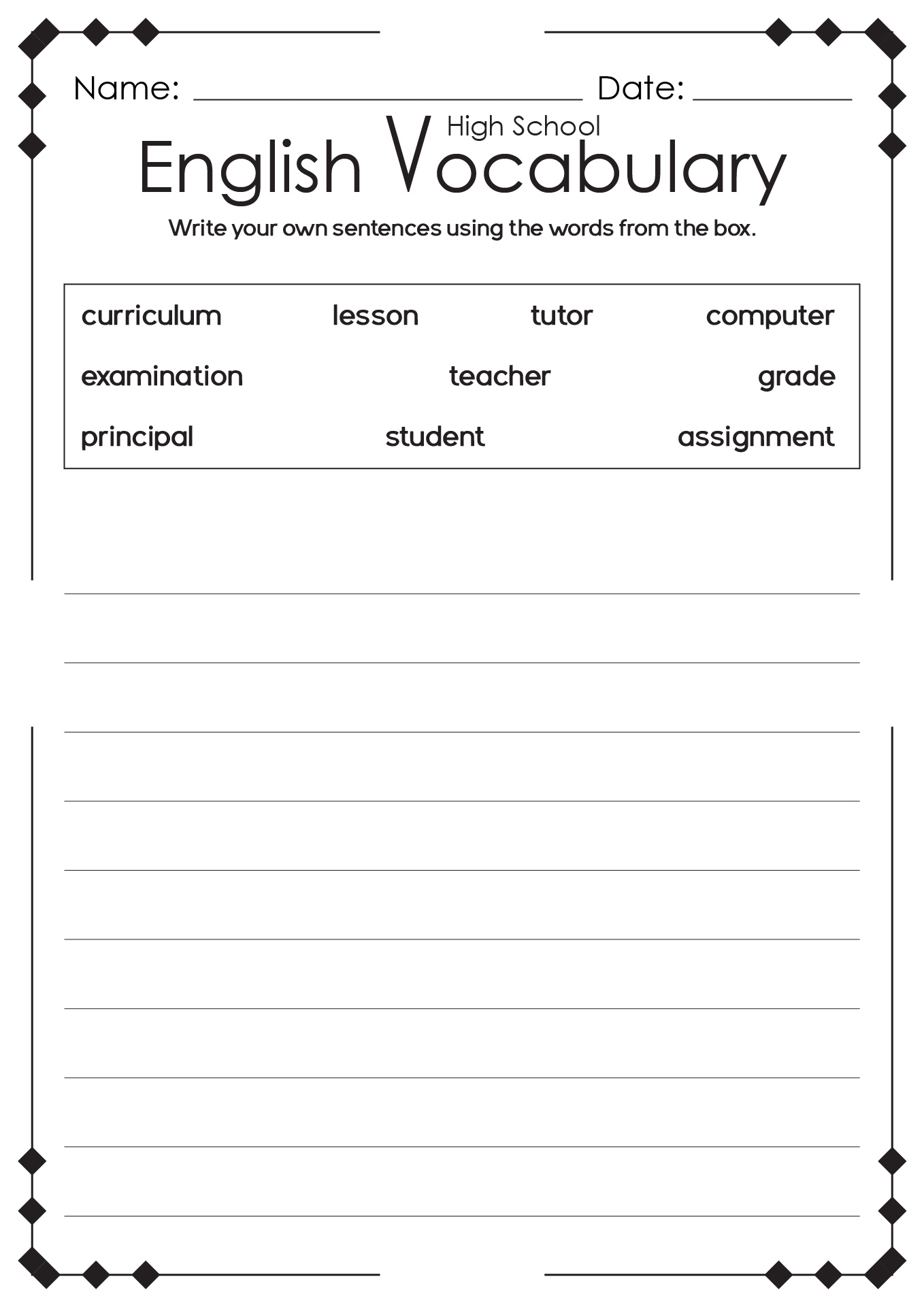 Free Printable High School English Worksheet Download Free Printable High School English Worksheet Png Images Free Worksheets On Clipart Library