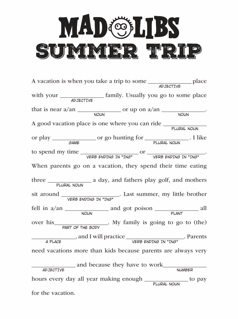 Free Printable Mad Libs For Kids The Ultimate Collection Worksheets Library