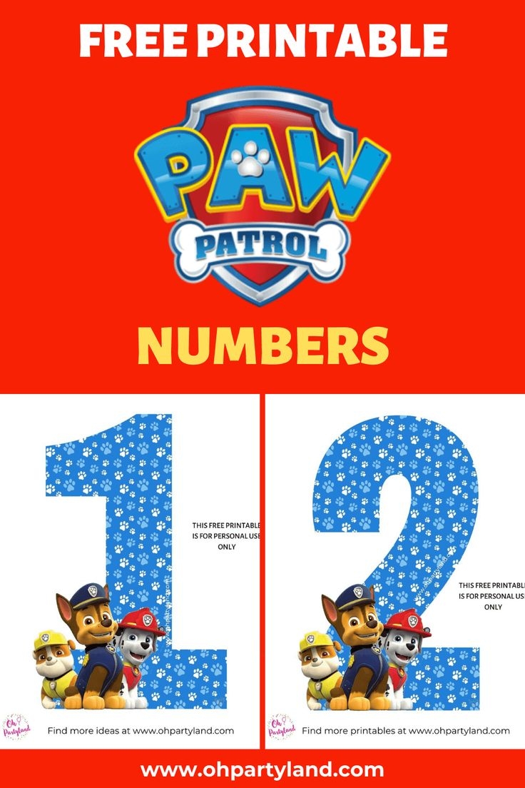Free Printable Paw Patrol Numbers