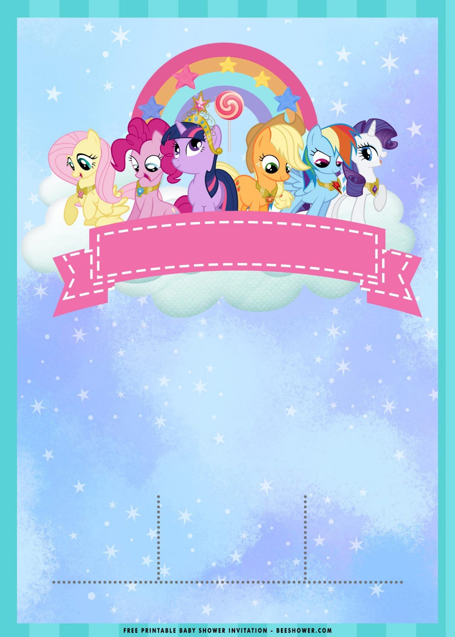 FREE Printable Rainbow Little Pony Birthday Invitation Templates