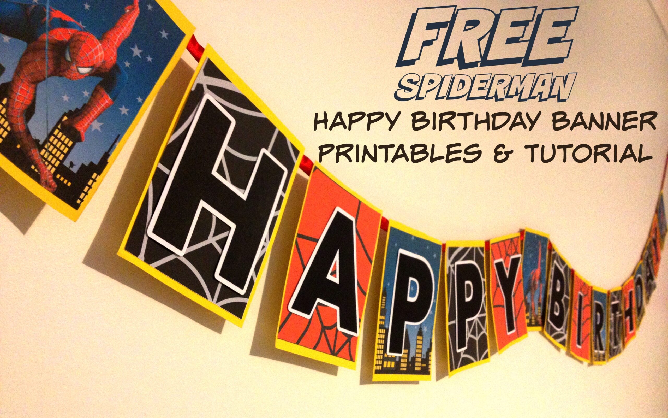 Free Printable Spiderman Happy Birthday Banner Ellierosepartydesigns