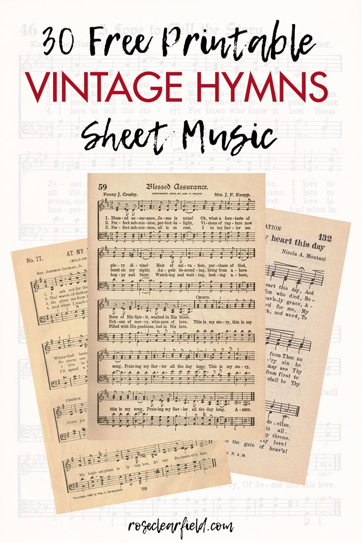 FREE Printable Vintage Hymns Sheet Music