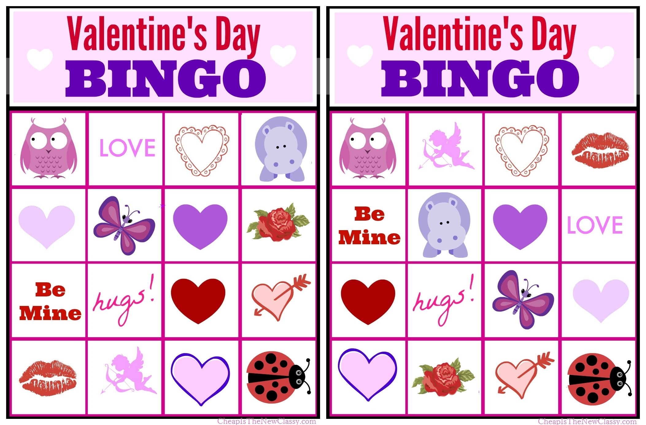 Free Valentine Bingo Game Printable Collection For Kids ValentinesDay Cheap Is The New Classy