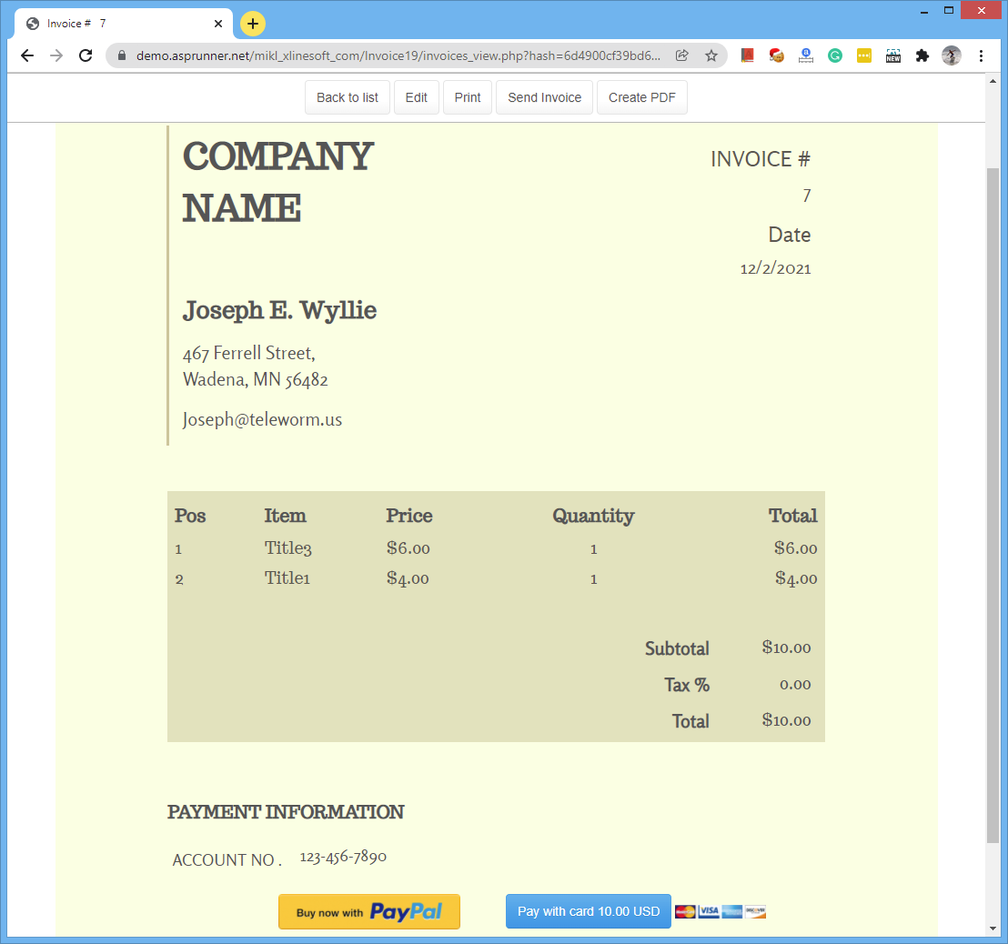Fully Customizable Invoice Template With PDF Export