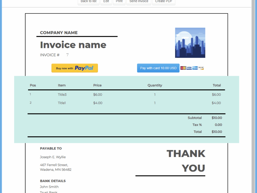 Fully Customizable Invoice Template With PDF Export