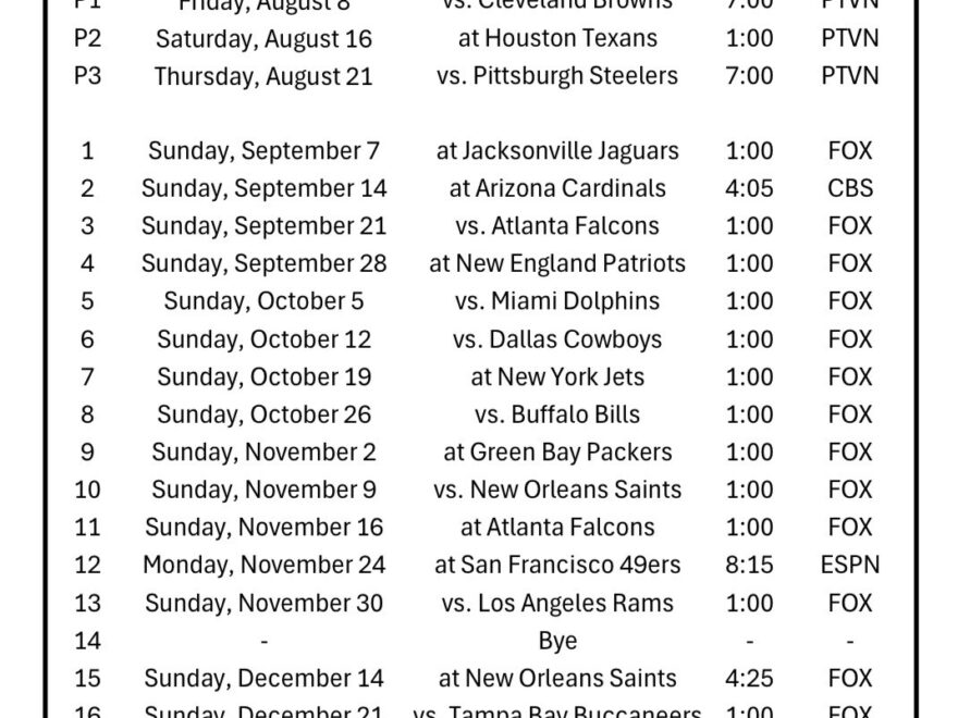 Gabe McDonald On X The Carolina Panthers Official 2025 Schedule In All Its Glory Carolina Returns To Primetime With A Week 12 Matchup On The Road Against The 49ers On Monday Night