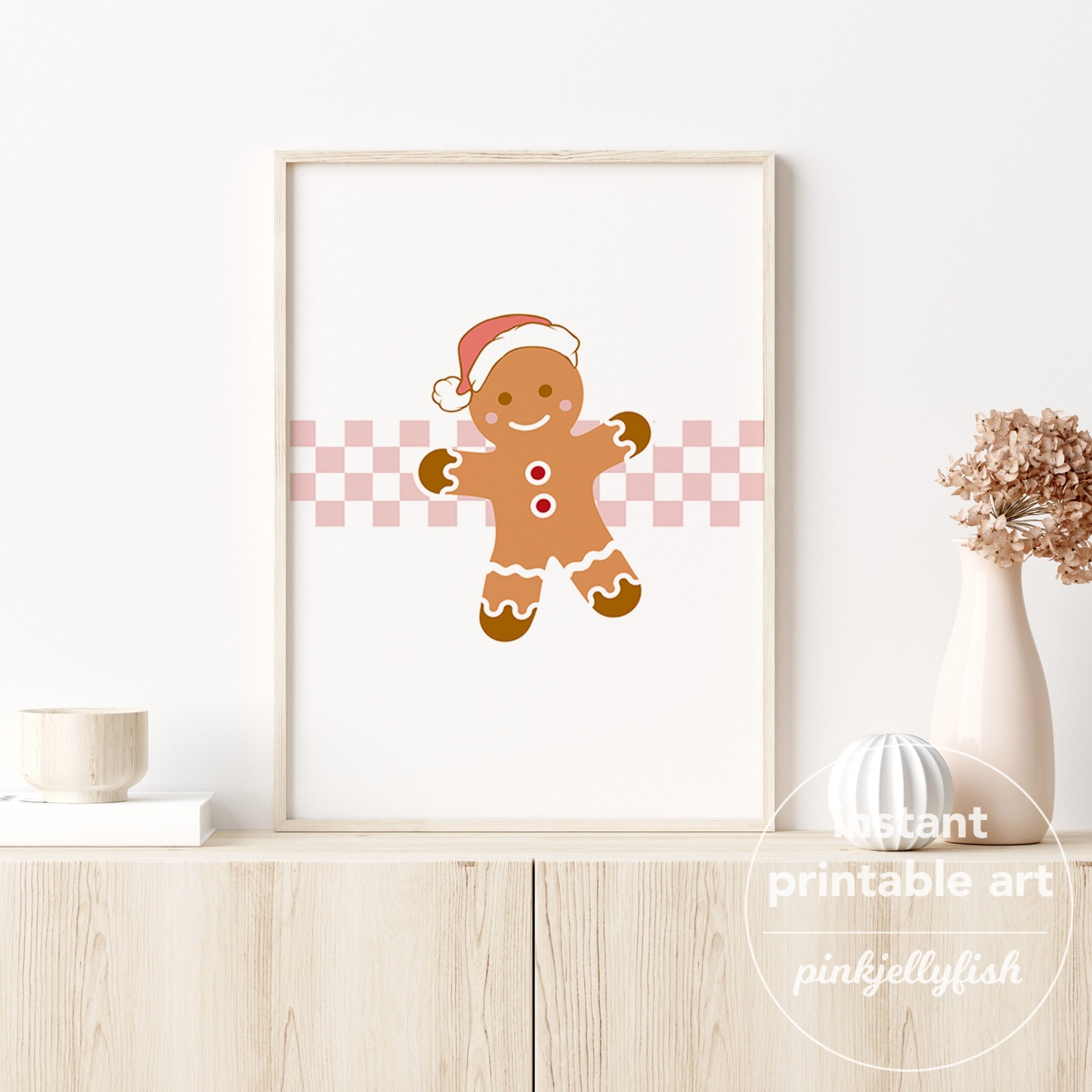 Gingerbread Print Retro Gingerbread Man Poster Printable Wall Art Etsy