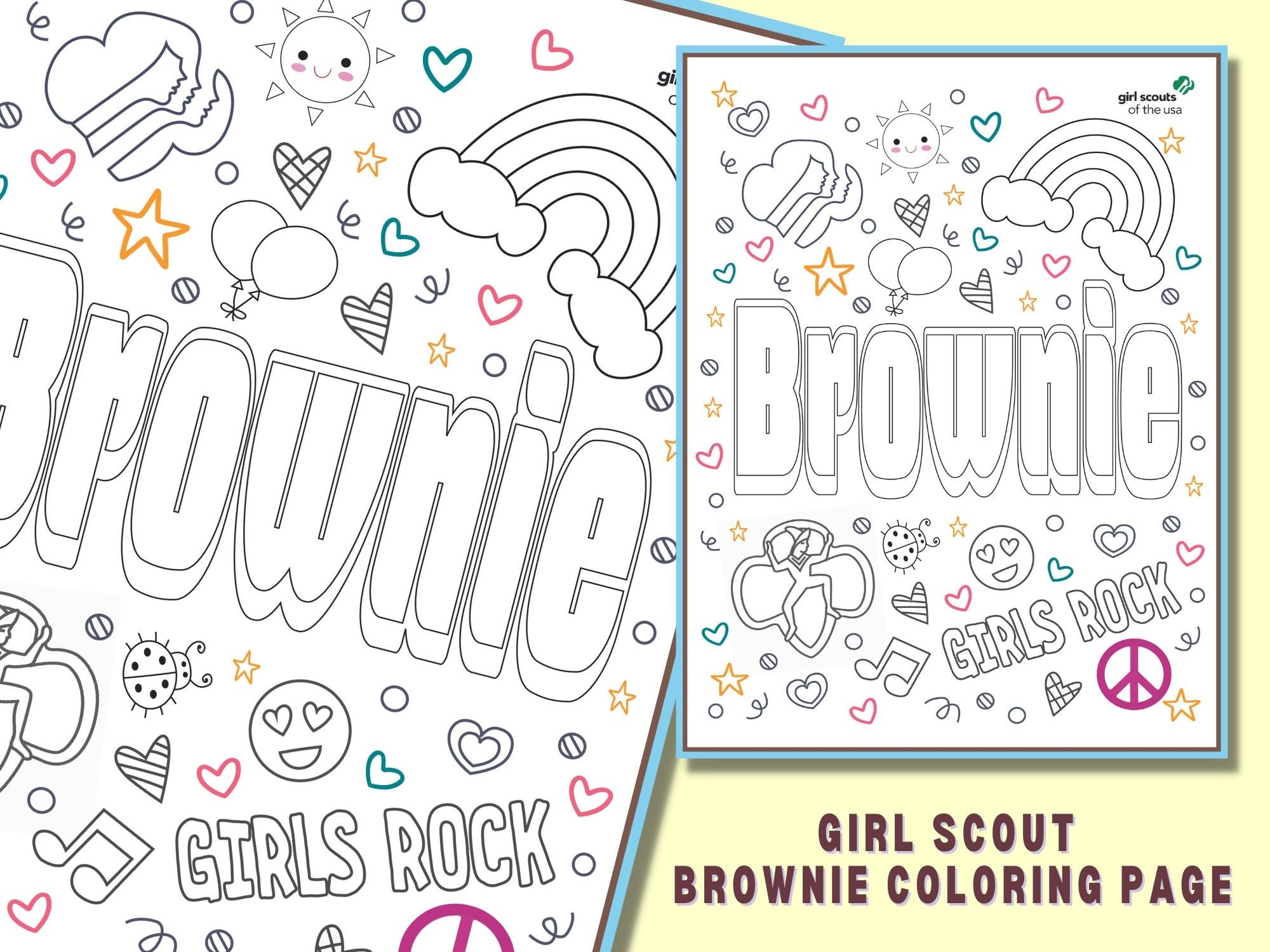 Girl Scout Brownie Girl Scout Coloring Instant Download Etsy