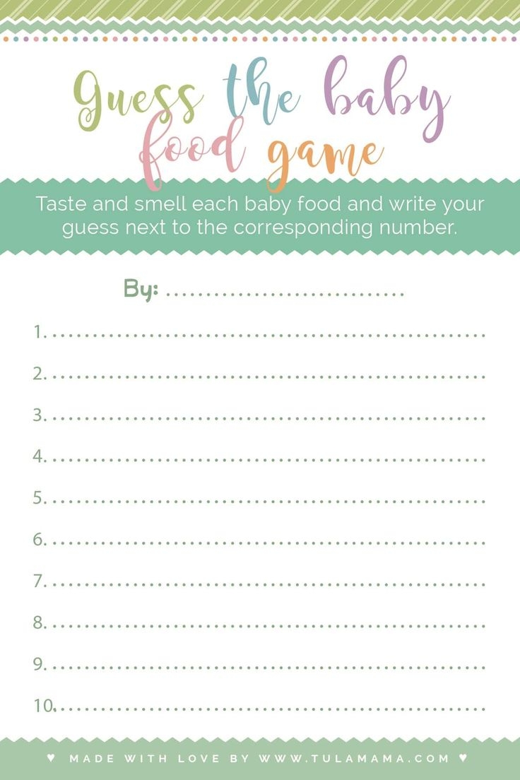 Guess The Baby Food Game Instructions Free Printable