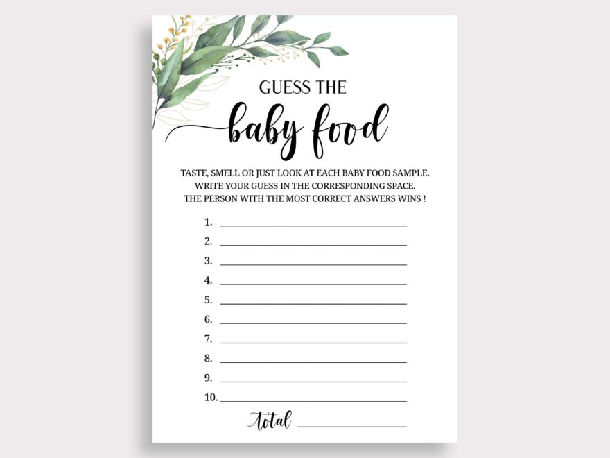 Guess The Baby Food Game Name That Baby Food Guessing Game Guess Food Game Greenery Food Shower Game Boho Baby Shower Printable C16 Etsy de