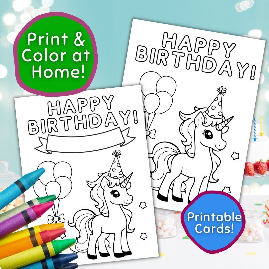 Free Printable Unicorn Birthday Cards