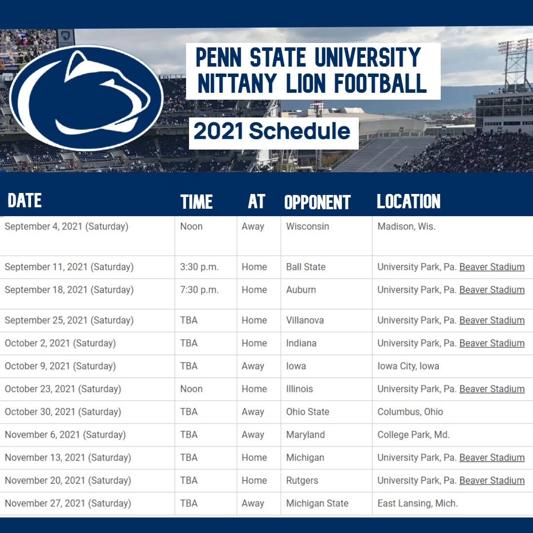 Here Is The 2021 Penn State Football Schedule