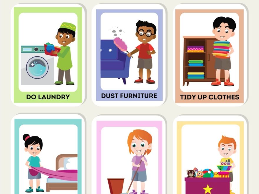 Household Chores Flash Cards Promoting Behaviour Discipline Home School Preschool Educational Children Toddler Kids Etsy UK
