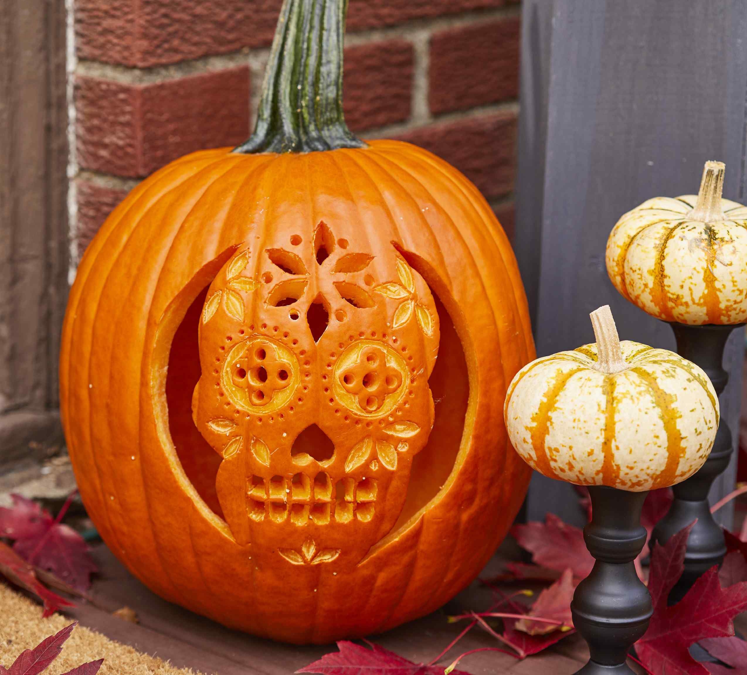 How To Carve A Sugar Skull Pumpkin Pattern