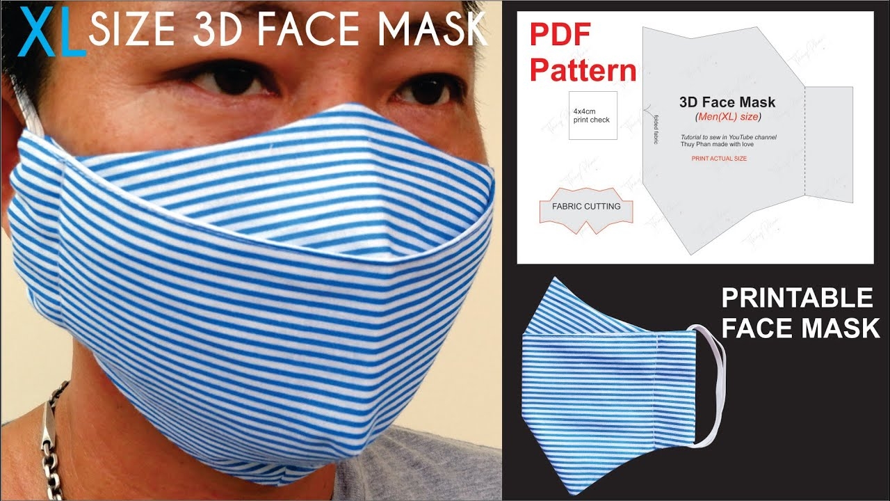 How To Make L Size 3D Face Mask Pattern PDF 3D Face Mask Pattern Printable Pattern YouTube
